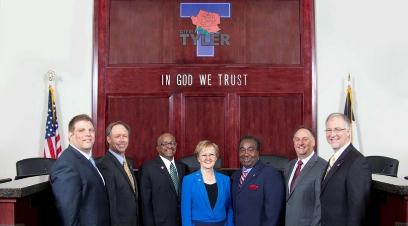 Barbara Bass with her political partners in tyler