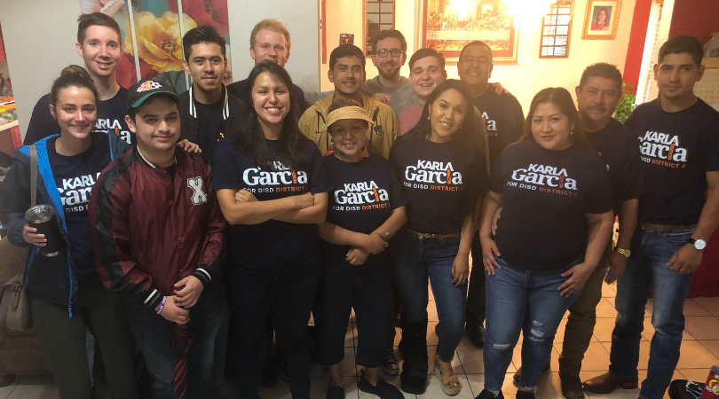 Karla Garcia with her supporters